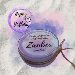 Kerze Happy Birthday violett